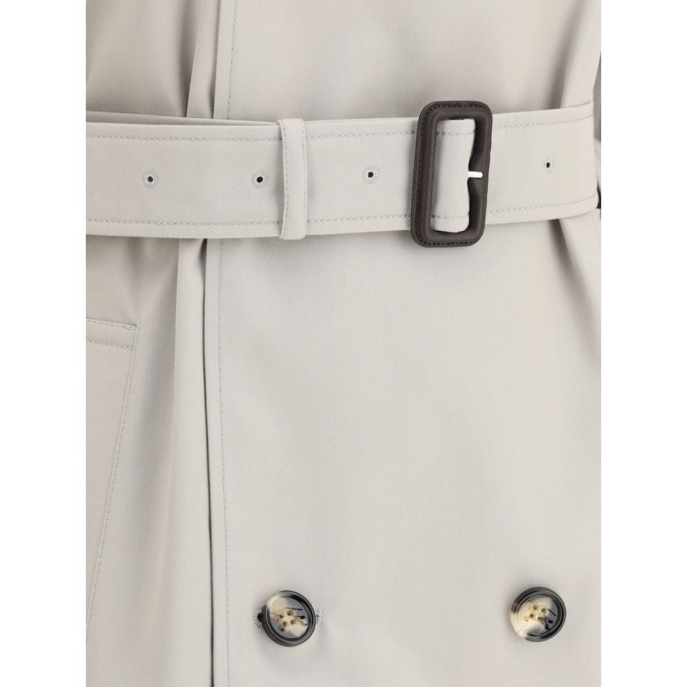 Long Cotton Blend Trench Coat