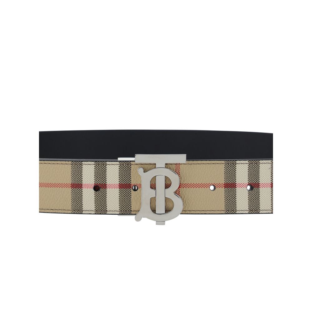 Check and Leather Reversible Belt